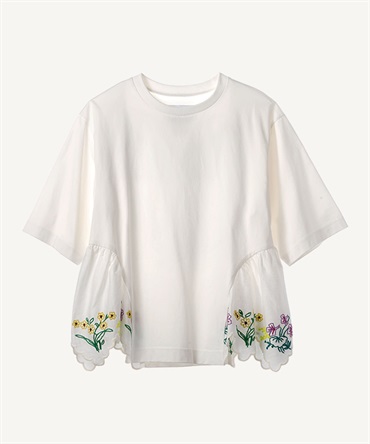 草花レースTシャツ(white-36)