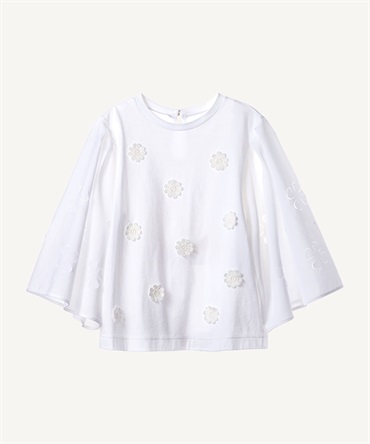 フラワーカットTシャツ(white-36)