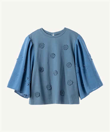 フラワーカットTシャツ(blue-36)