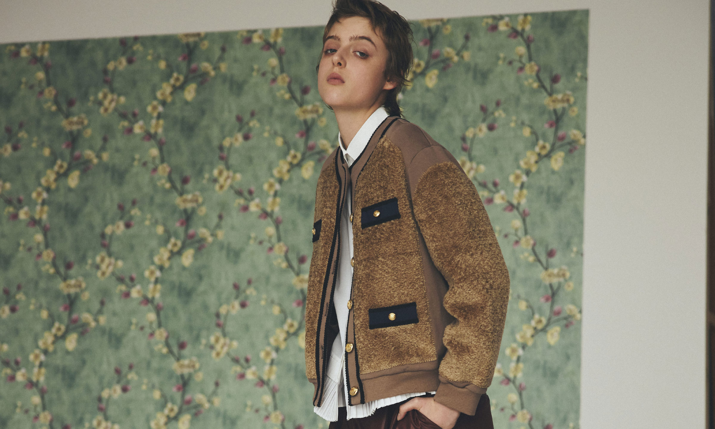 ミューベル コラボ スタジャン 36 馬革 ウール 黒 デザインボタン  