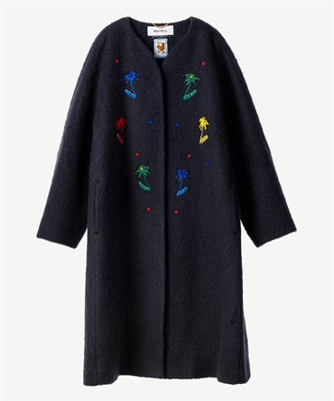 モチーフ刺繍コート(navy-36)