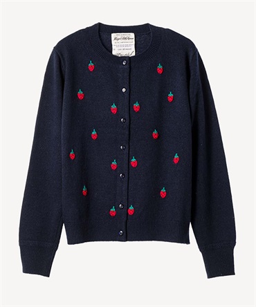 イチゴ刺繍カーディガン(navy-36)