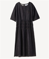 ハートパッチデニムワンピース(navy-36)