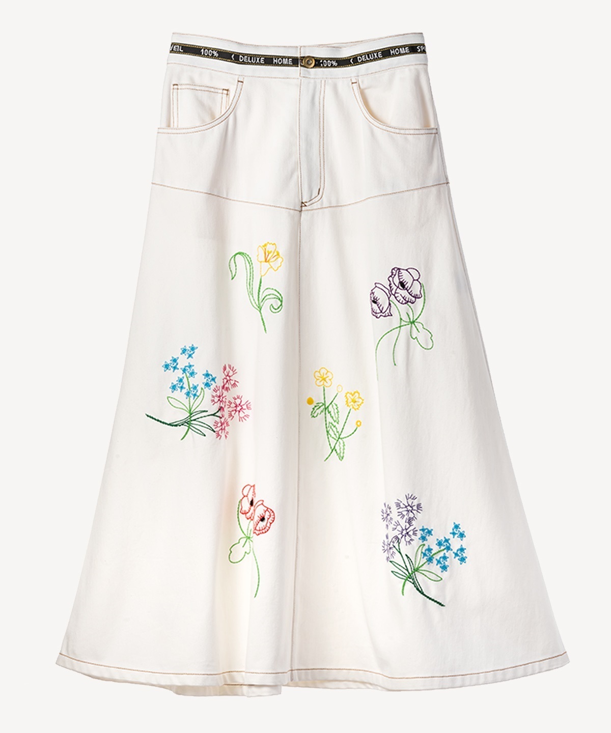 フラワー刺繍スカート(white-38)