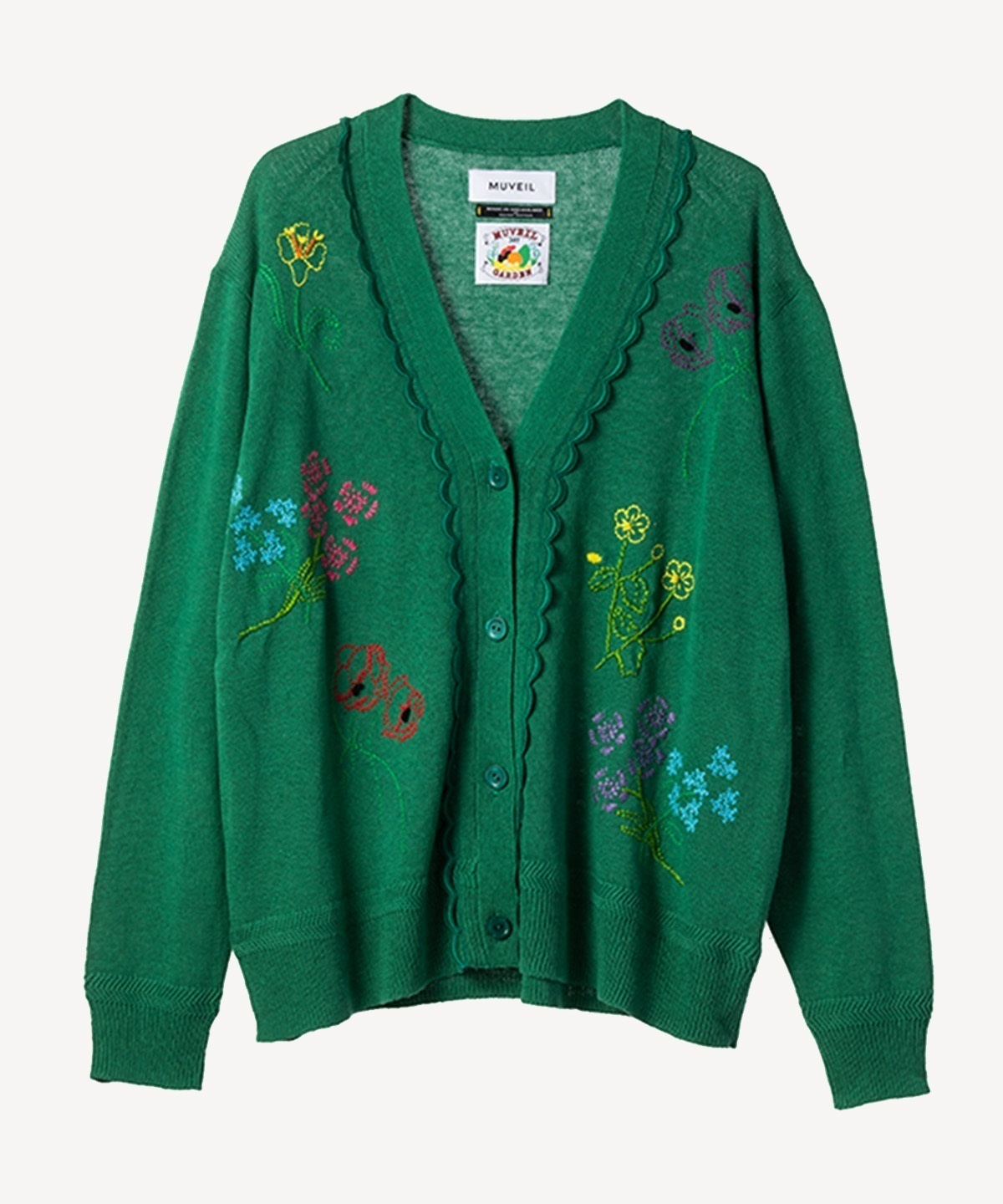 フラワー刺繍カーディガン(green-36)