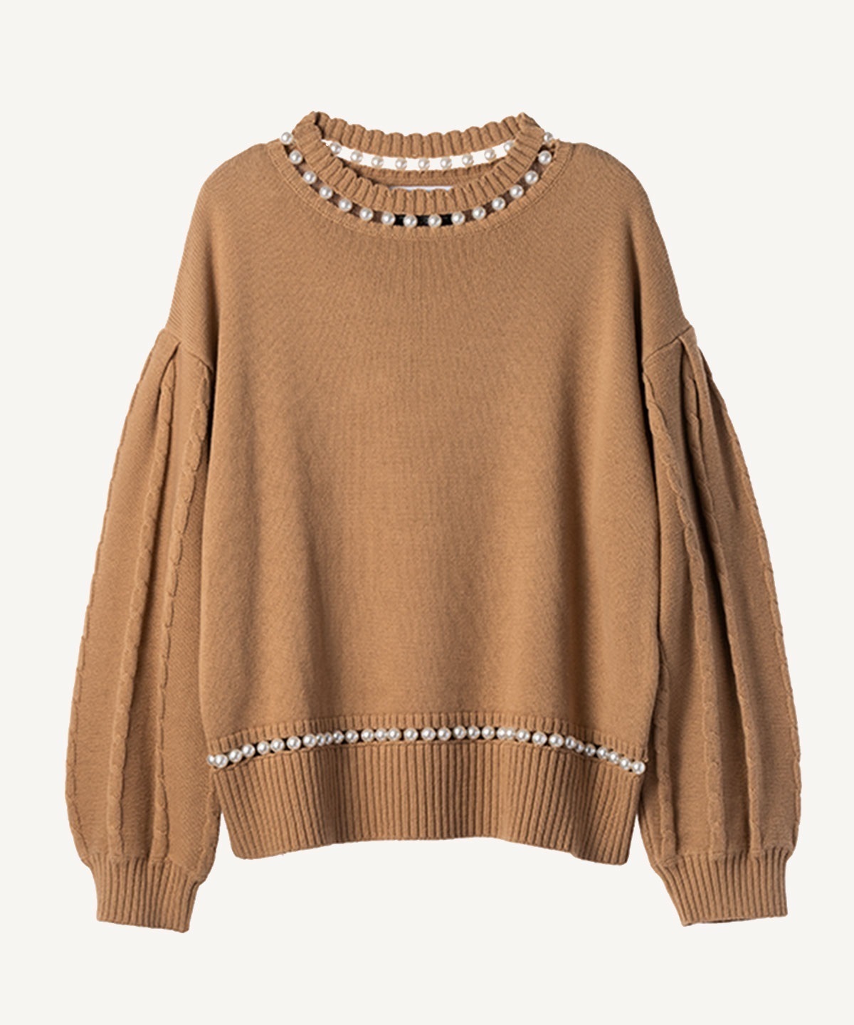 パールニットプルオーバー(beige-38)