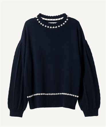 パールニットプルオーバー(navy-36)