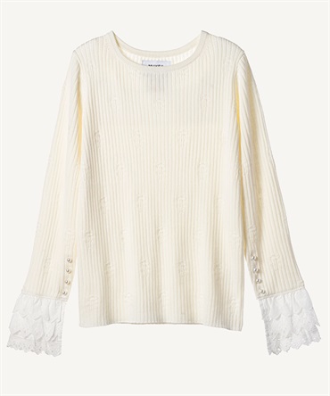 フラワーリブプルオーバー(off white-36)