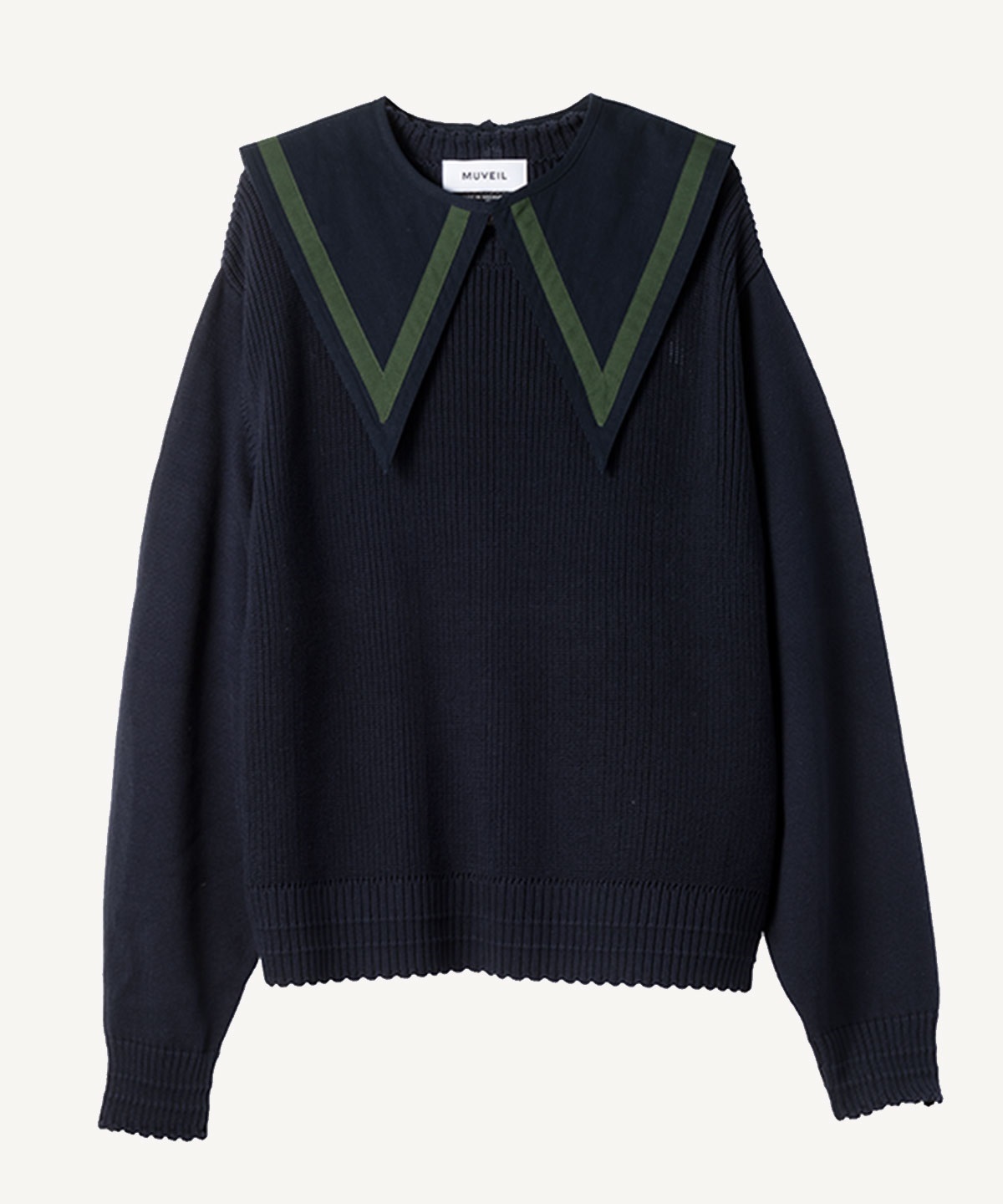 衿付きニットプルオーバー(navy-38)