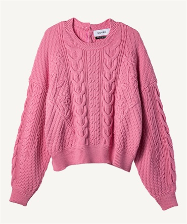 フラワーケーブルプルオーバー(pink-36)