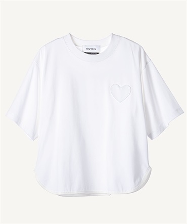 ハートパッチTシャツ(white-36)