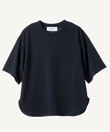 ハートパッチTシャツ(navy-36)