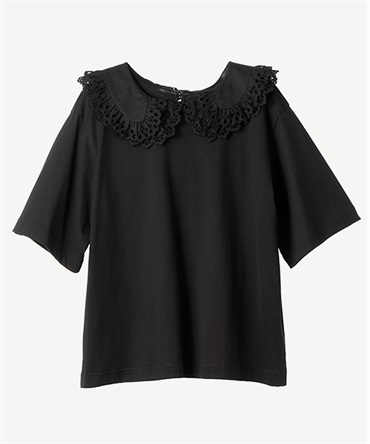 レース衿Tシャツ(black-36)