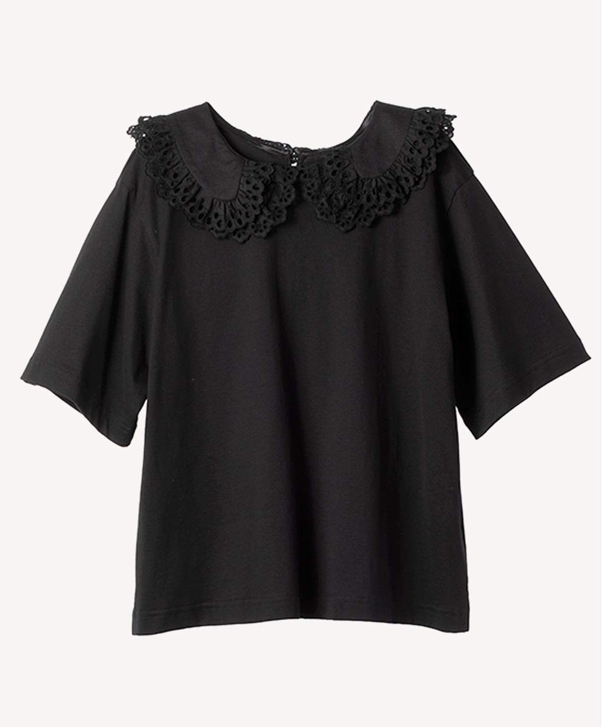 レース衿Tシャツ(black-40)