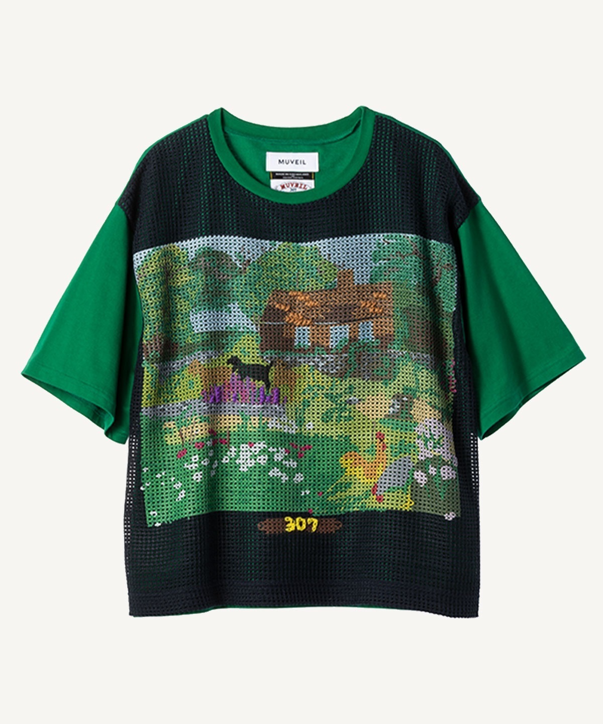ガーデンプリントTシャツ(green-38)