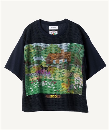 ガーデンプリントTシャツ(navy-36)