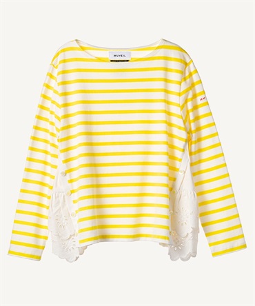 サイドレースボーダーカットソー(yellow-36)