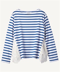 サイドレースボーダーカットソー(blue-36)