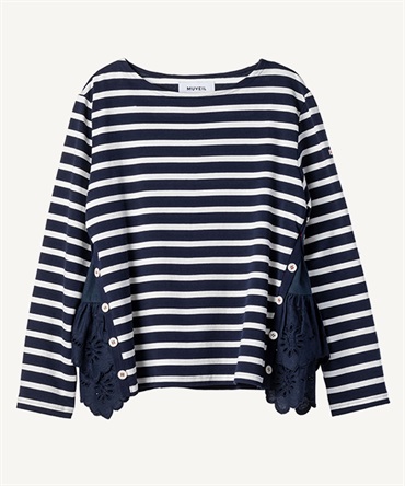サイドレースボーダーカットソー(navy-36)