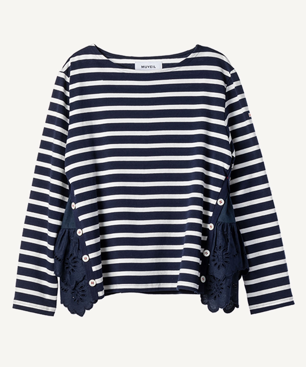 サイドレースボーダーカットソー(navy-40)