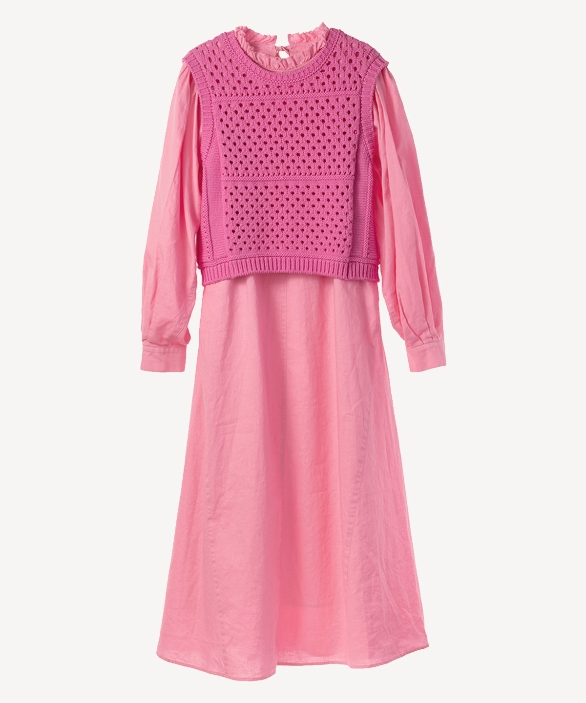 ベスト付製品染ワンピース(pink-40)
