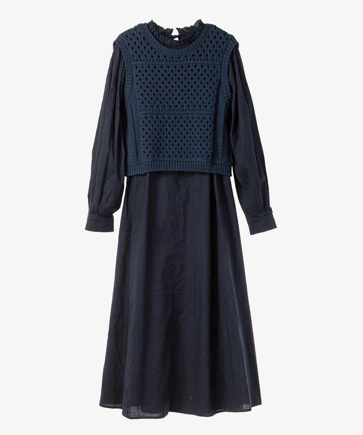 ベスト付製品染ワンピース(navy-40)