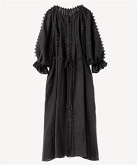 ピンタックリネンワンピース(black-36)