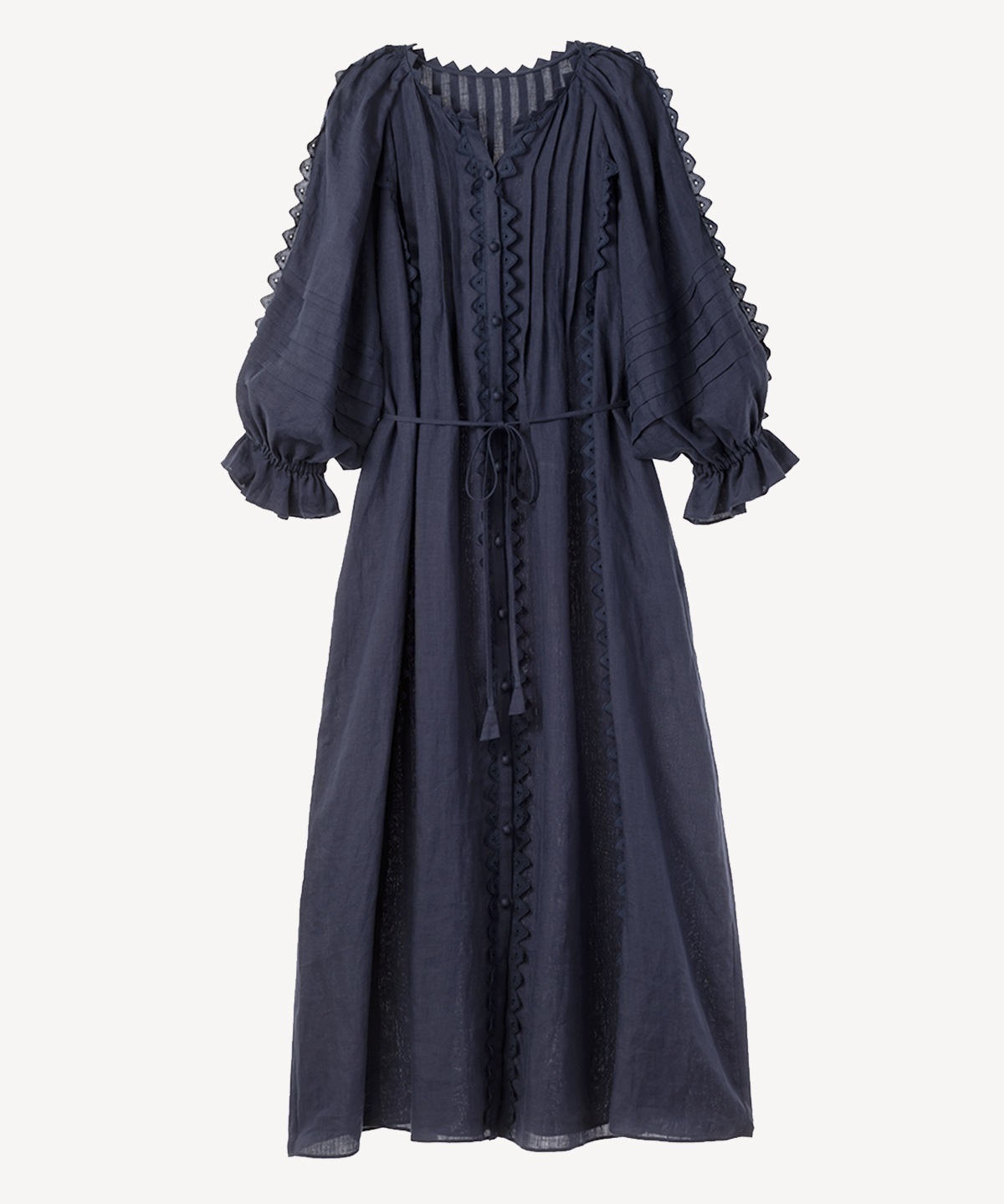 ピンタックリネンワンピース(navy-40)