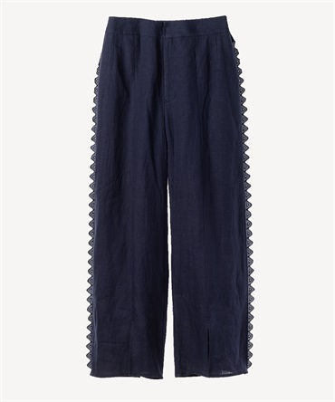 サイドトリムリネンパンツ(navy-36)