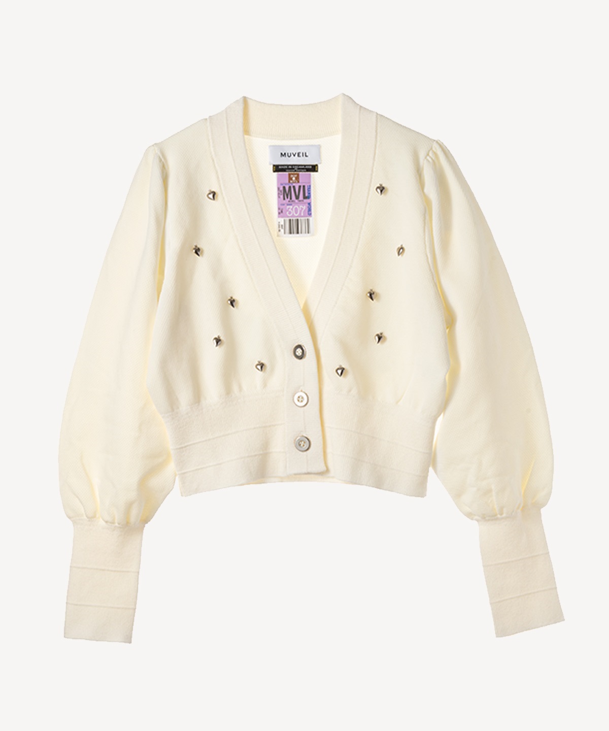 ハートチャームカーディガン(off white-38)