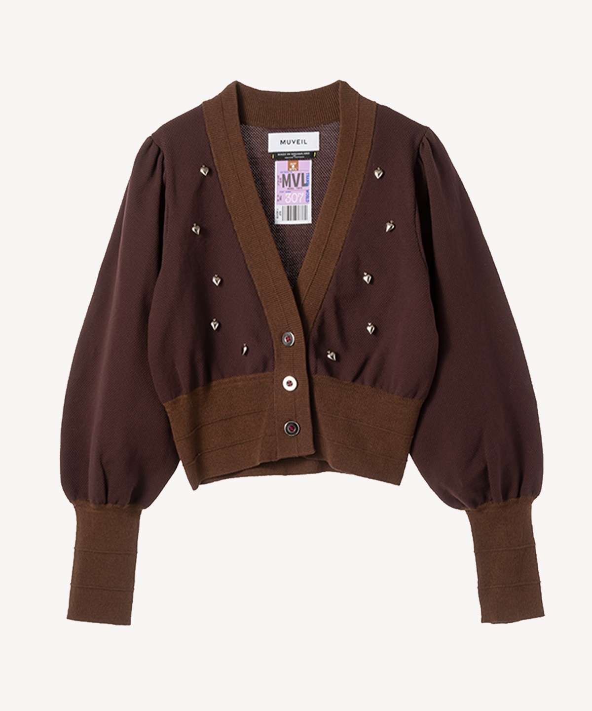 ハートチャームカーディガン(brown-38)