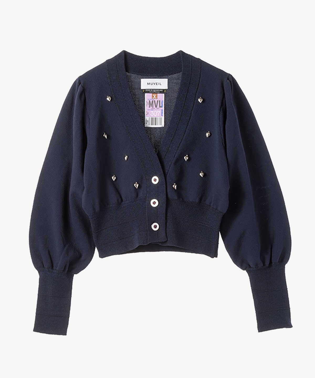 ハートチャームカーディガン(navy-36)