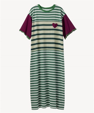 ハートパッチワンピース(green-36)