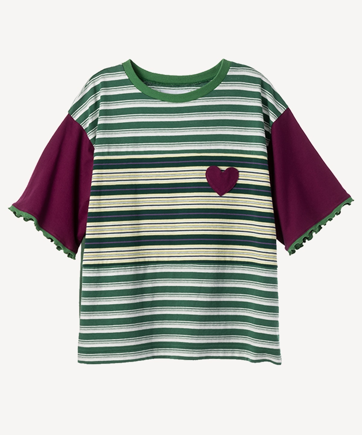 ハートパッチTシャツ(green-40)