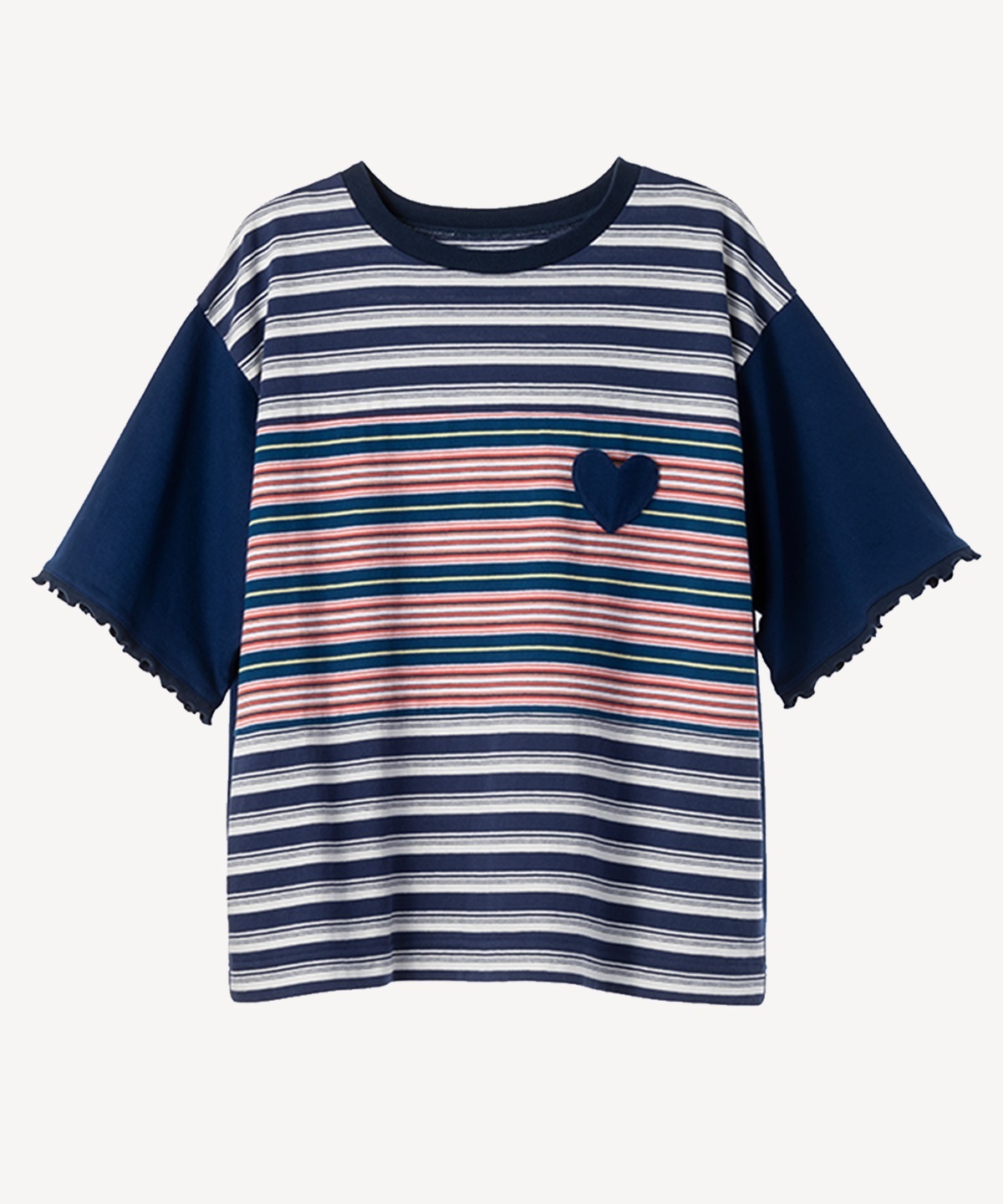 ハートパッチTシャツ(navy-40)