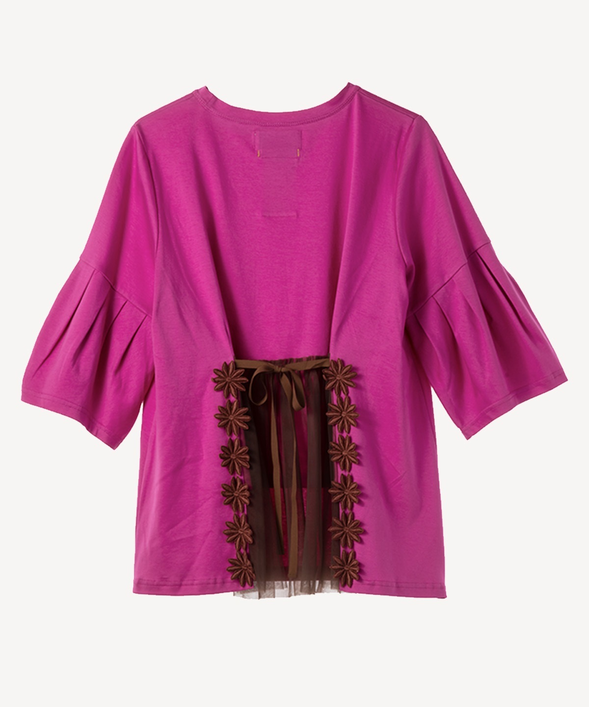 フラワーレースTシャツ(pink-38)