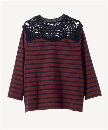 フラワークロシェカットソー(navy-36)