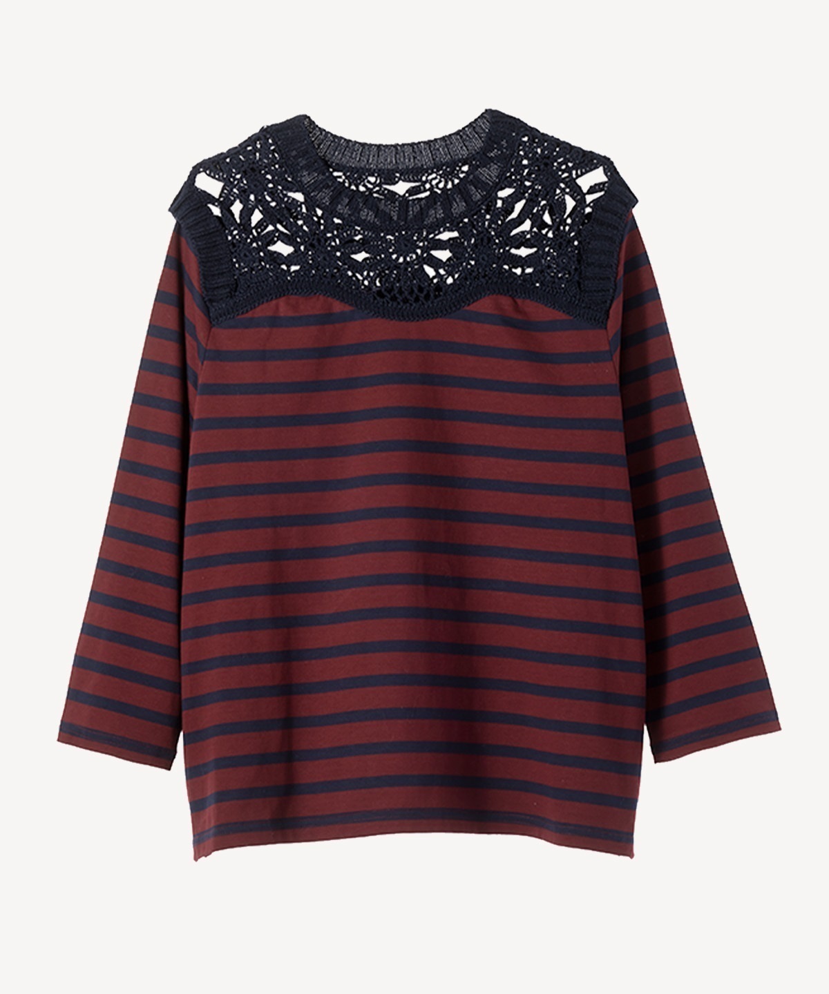 フラワークロシェカットソー(navy-40)