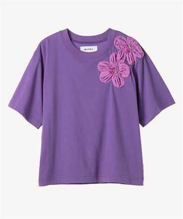 フラワー刺繍Tシャツ(lavender-36)