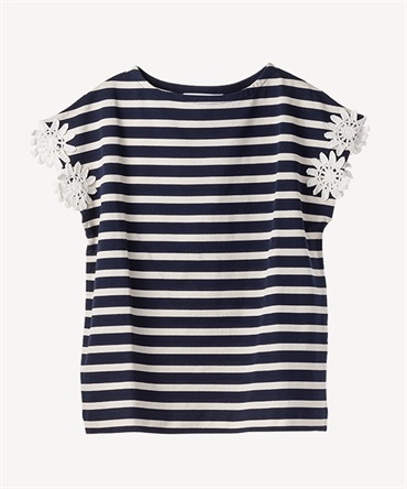 フラワースリーブTシャツ(off white-36)
