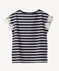 フラワースリーブTシャツ(off white-36)