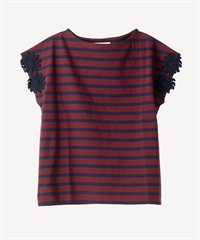 フラワースリーブTシャツ(navy-36)