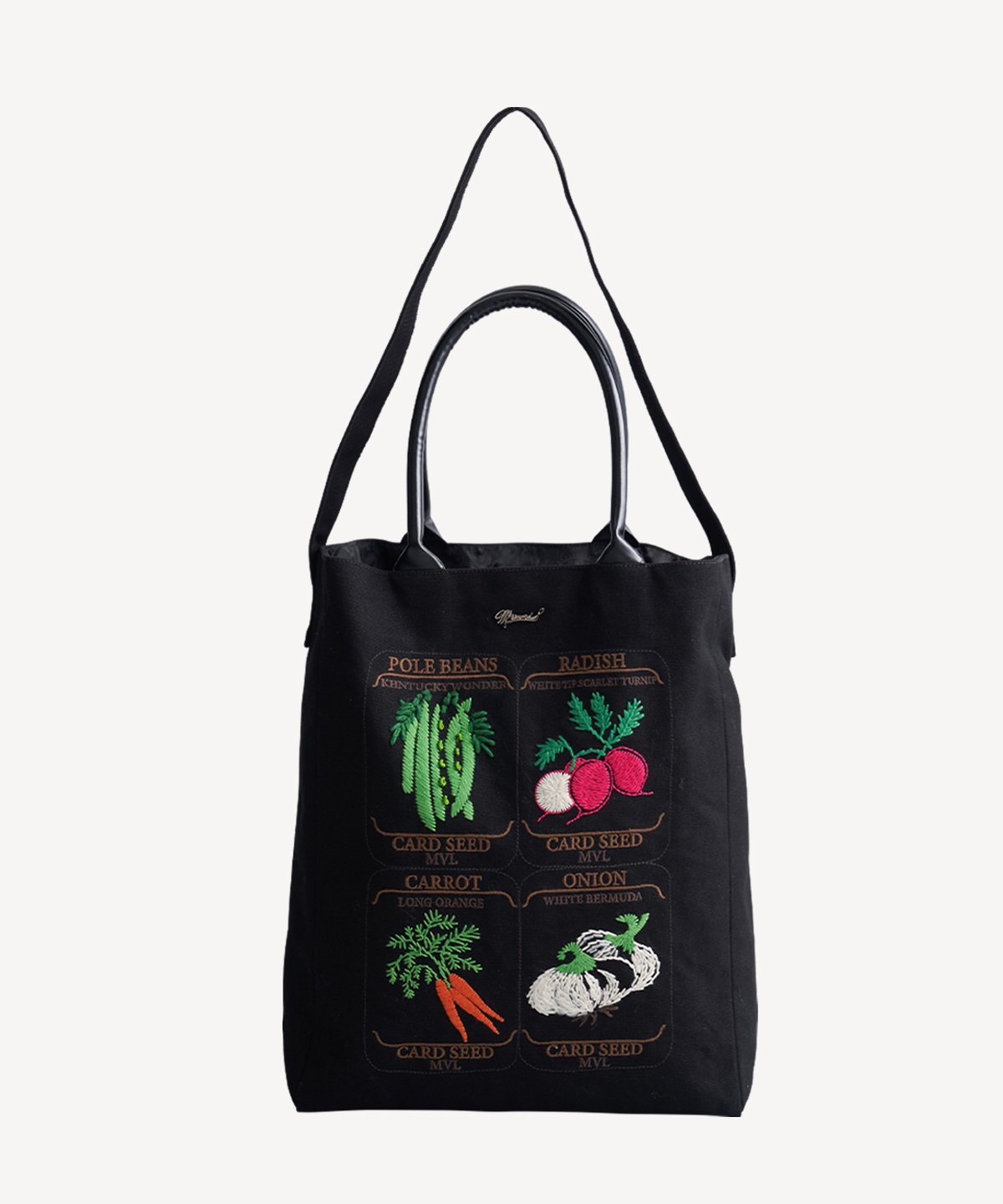 ベジタブル刺繍バッグ(black-F)