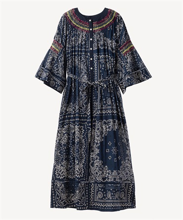 バンダナプリントワンピース(navy-36)