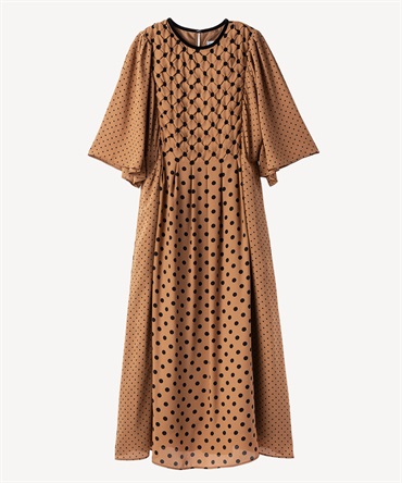 ドットプリントワンピース(brown-36)