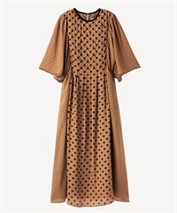ドットプリントワンピース(brown-36)