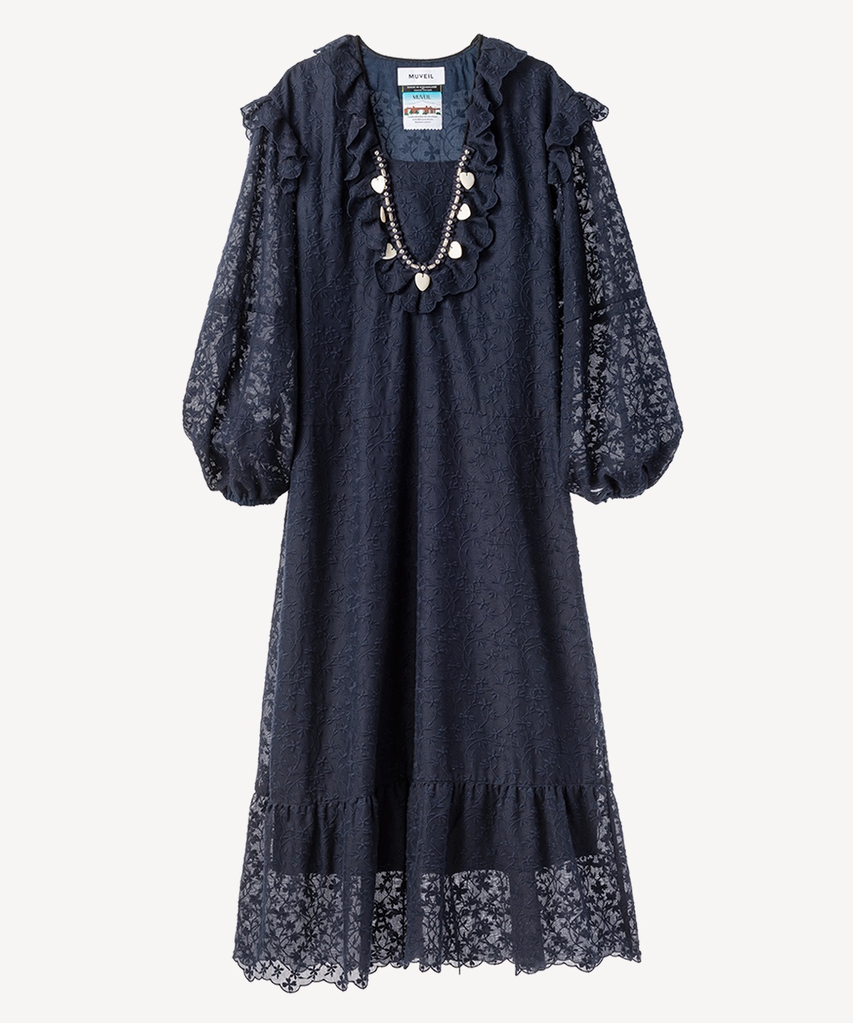 フラワーレースワンピース(navy-36)