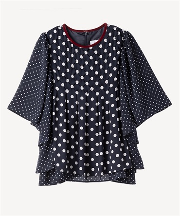 ドットプリントブラウス(navy-36)