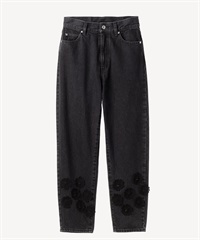 レース付きデニムパンツ(black-36)