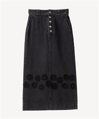 レース付きデニムスカート(black-36)